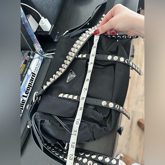 PRADA Tessuto Nylon Vela Studded Shoulder Bag - RARE 🖤⛓️ 100% authentic - Picture 11 of 12